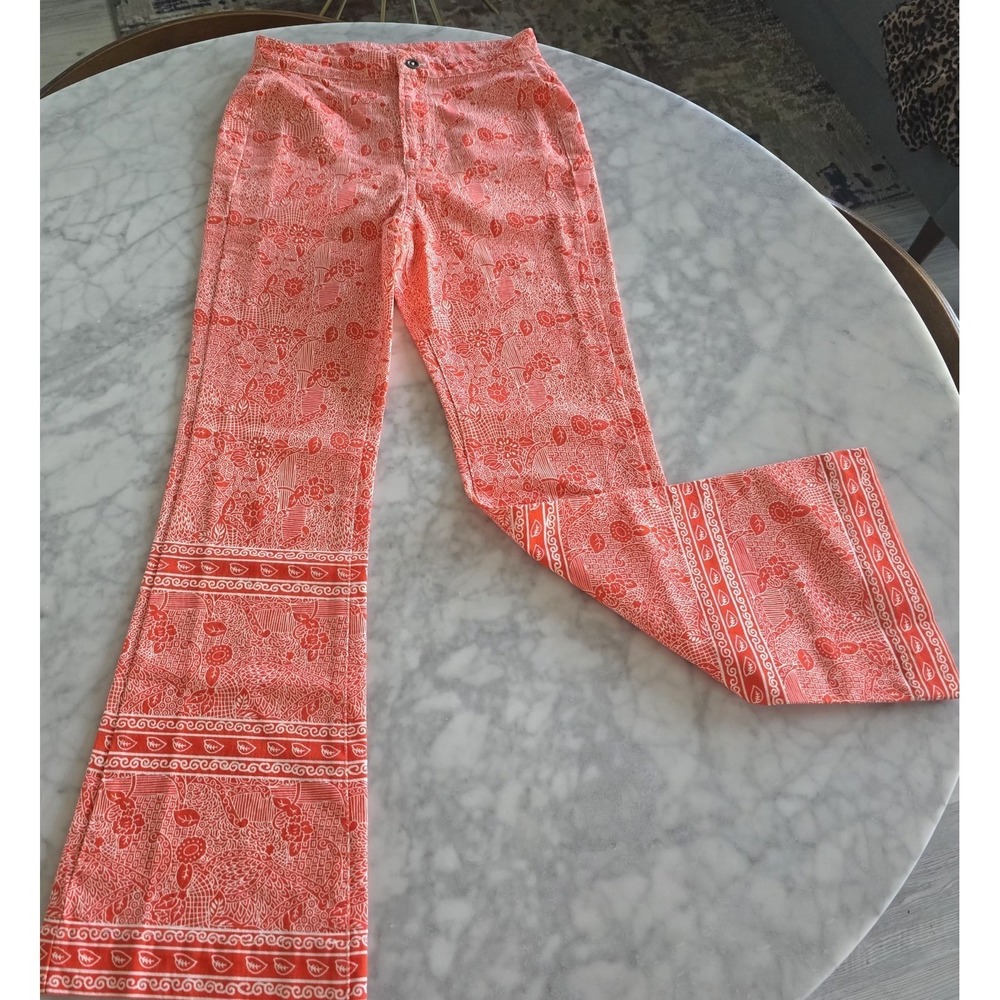 Women's Orange Paisley Bell pant